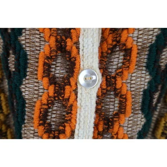 Vtg 60s 70s Mid Century Modern Womens OSFA Rainbow Fringed Sweater Cape Cardigan
